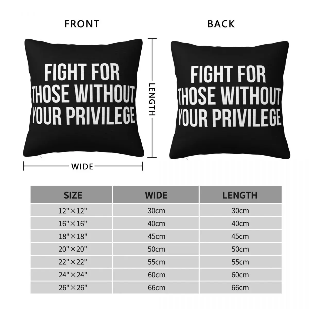 Fight For Those Without Your Privilege Square Pillowcase Pillow Cover Polyester Cushion Decor Comfort Throw Pillow for Home Car