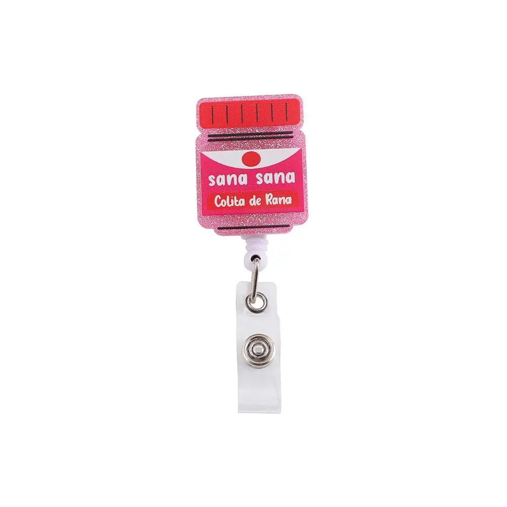 

360 Rotating Retractable Badge Reel Simplicity Alligator Clip Easy To Pull Buckle Glitter Acrylic Nurse ID Holder