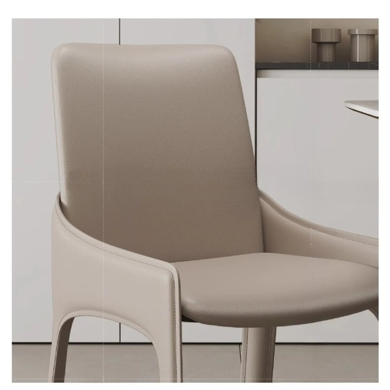 ‌Italian Saddle Leather Dining Chair Scandinavian Modern Office Chair Multi-Functional Vanity/Desk Chair for Hotel/Home