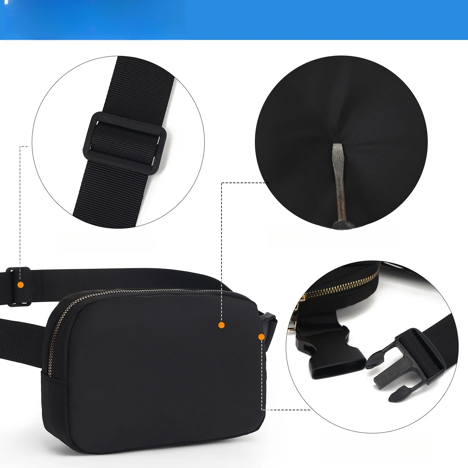 Personalized Custom Logo Men Women Casual Outdoor Sport Large Capacity Waterproof Waist Fanny Pack Mobile Phone Messenger Bag