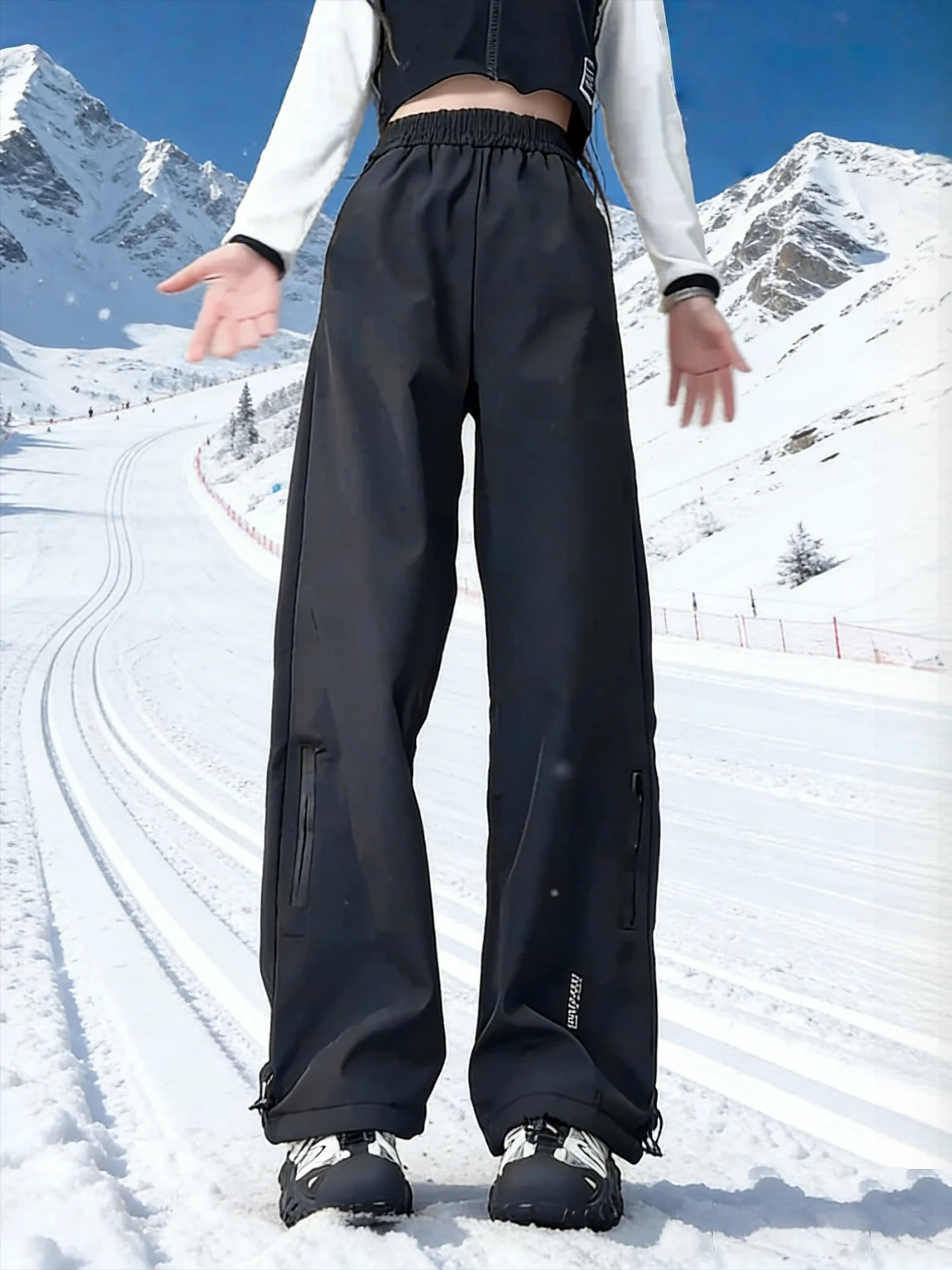 Thiened Fce winterskibroek Dames outdoor bergbeklimbroek Winddicht Koudbestendig l Taille Werkkleding