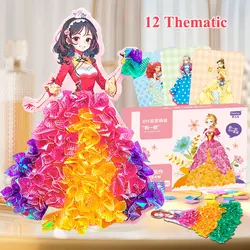 DIY 1 Satz Malerei Aufkleber Handwerk Spielzeug Kind Kunst Mädchen stoßen Prinzessin Kleid handgemachte Kinder Geschenke Sack Bildung Spielzeug