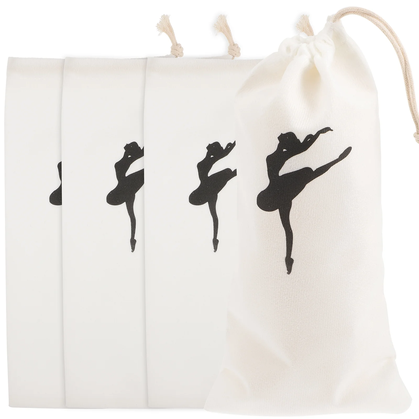 4 Pcs Girl Ballet Shoes Canvas Drawstring Bag Point Pointe Pouch Bags Dance Travel