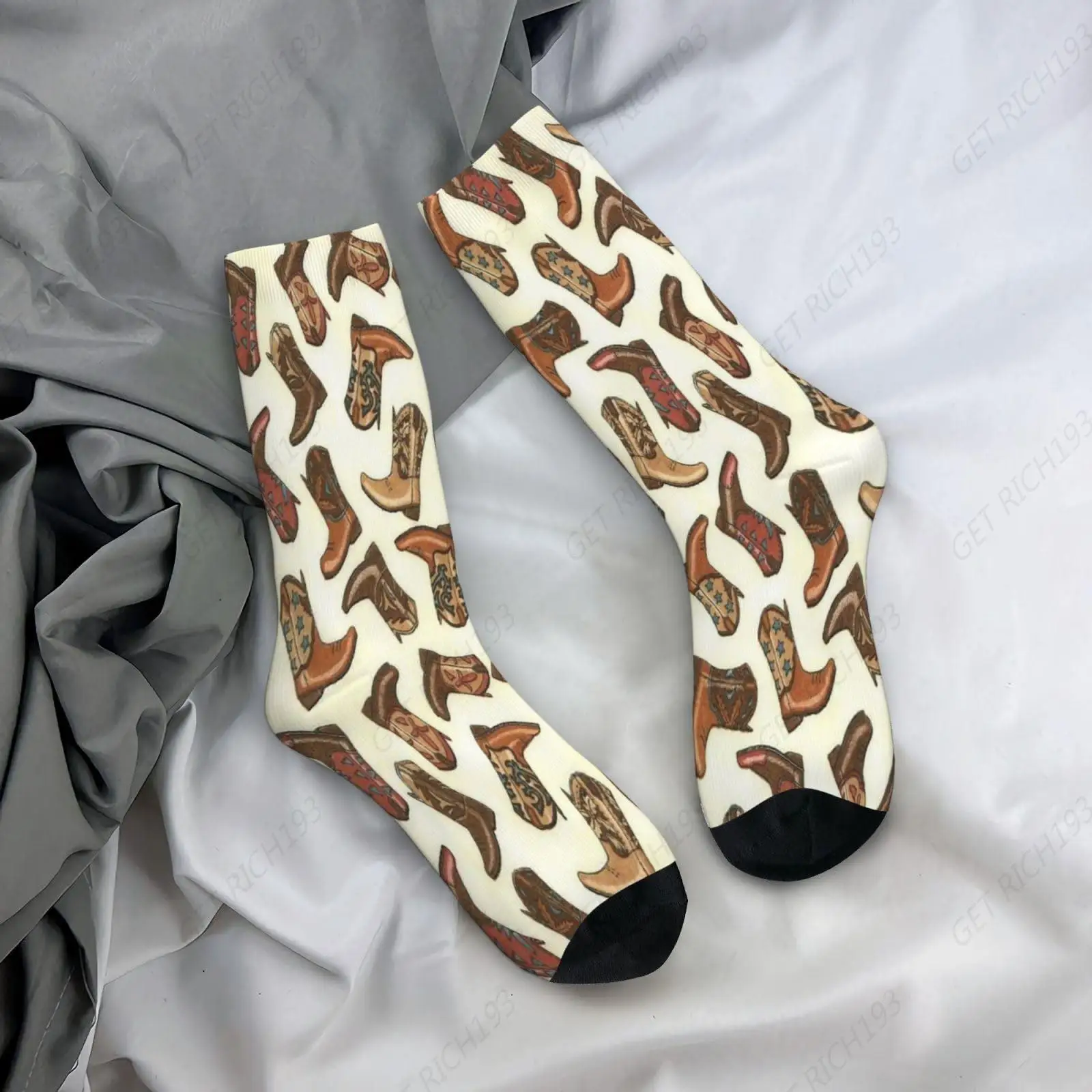 

Cowgirl Boots Mid-Calf Boot Socks Soft Breathable Crew Socks Novelty Sport Athletic Socks For Women Men