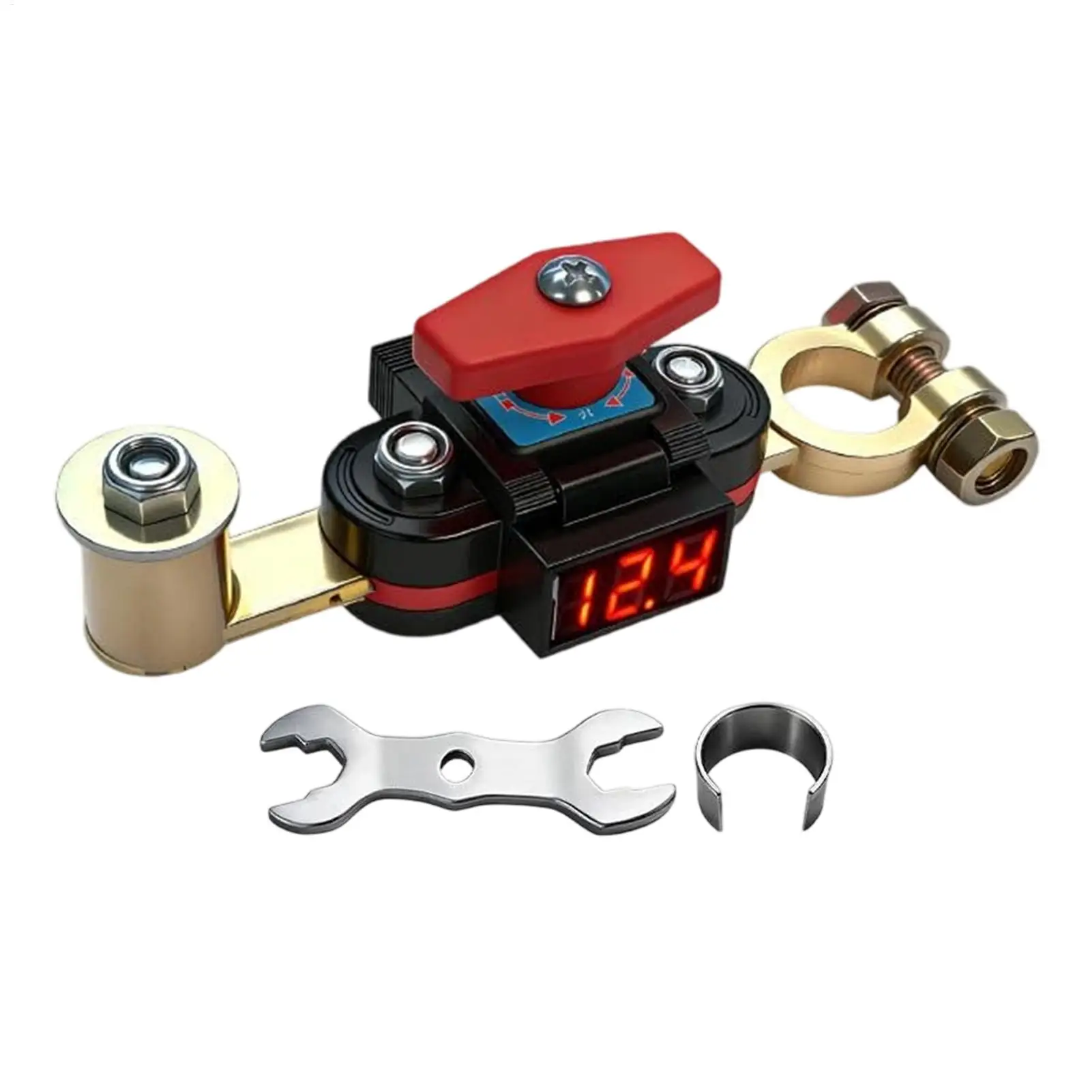 12/24V Car Battery Disconnect Button LED Voltage Display Power Breaker Safe Power Cut Off Replacement Component For Truck RV Boa