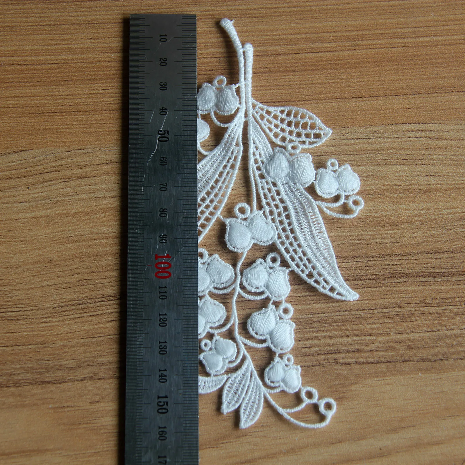 1 Piece Polyester Embroidered Lace White Lily of The Valley Applique Clothing DIY Accessories 15.5cm