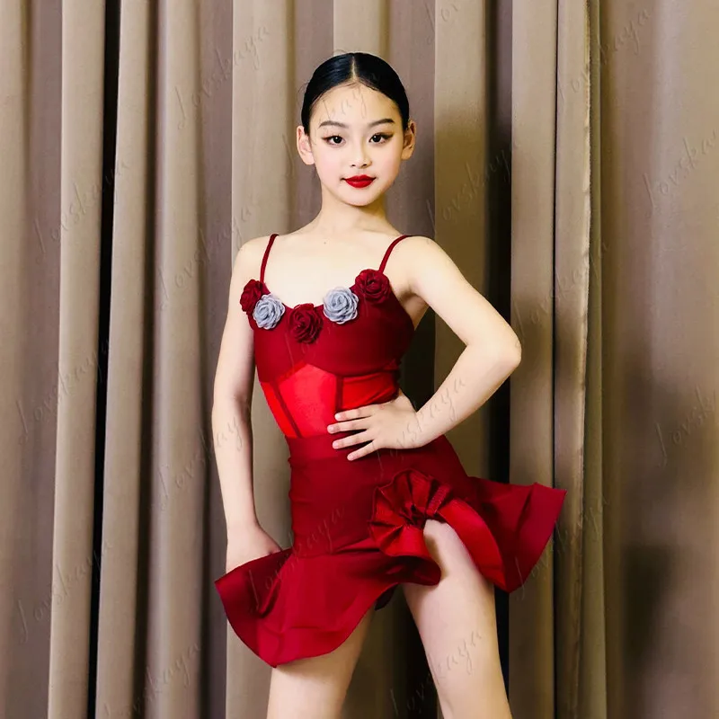 

New Style Advanced Fitness Suit for Latin Dance Girls, Specially Designed for Children's Performance Training.