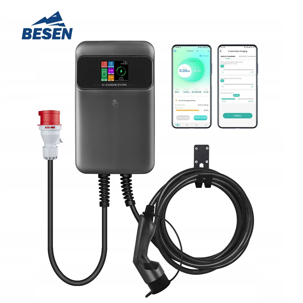 Wall-Mounted Level 2 EV Charger 7.2kW Fast Charging with Mobile App Monitoring