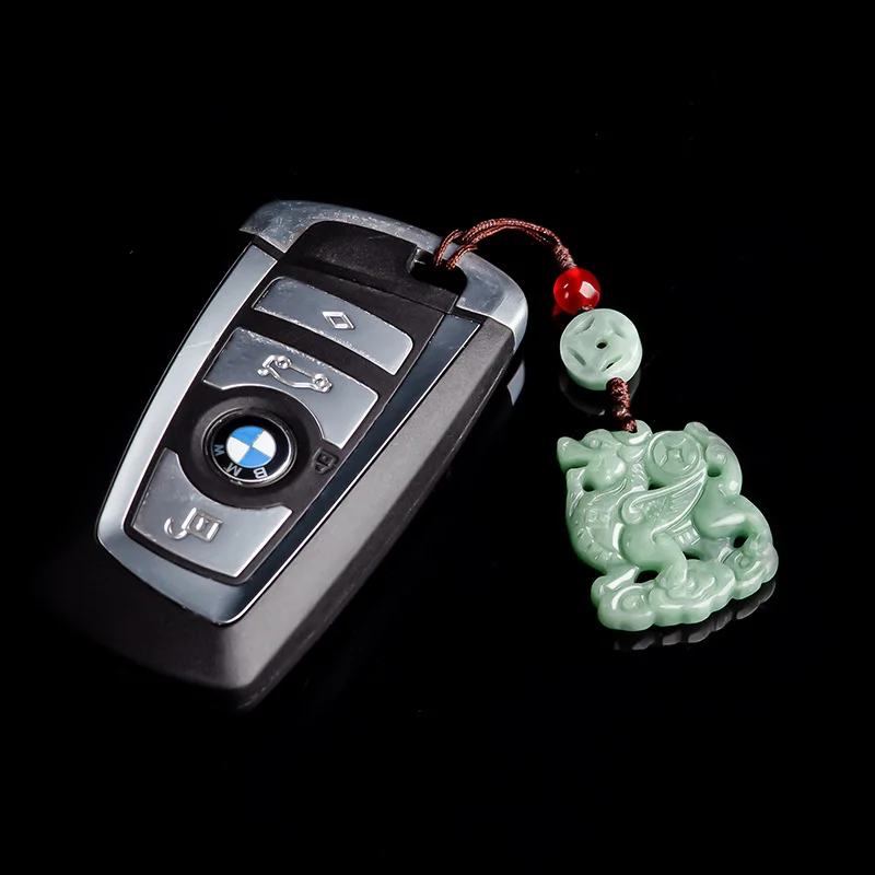 Original Natural A Product Jade Kirin Mobile Phone Pendant Chinese Style Jadeite Handwoven Keychain Charms Bag Hanger Drop Ship