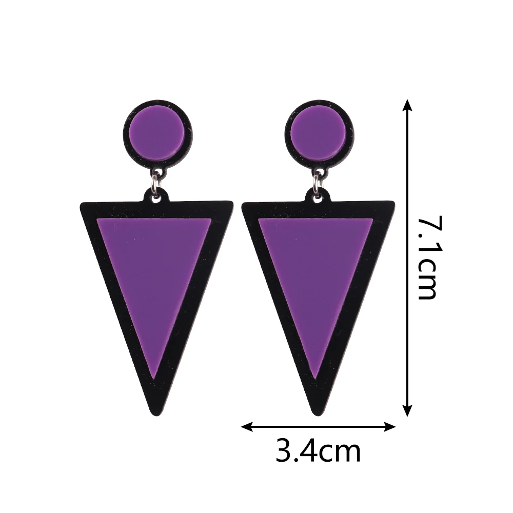 FishSheep Korean Multi Color Acrylic Triangle Drop Earrings for Women Geometric Personality Dangle Earring Jewelry for Party