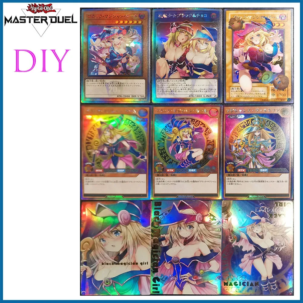 HZ Anime Yu-Gi-Oh DIY ACG Black Magician Girl Sexy Foil Cards Boy Game Toys Collectible Cards Christmas Birthday Gifts