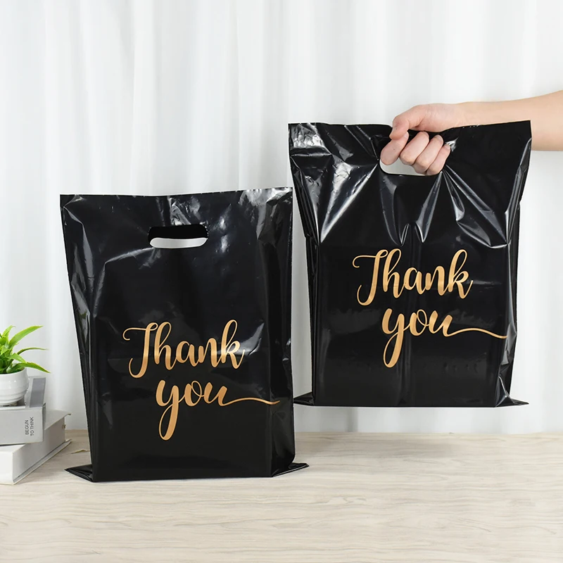 Thank You Bag for Business 30.5*38.5cm Gift Plastic Shopping Bags With Handle Dress T-shirt Trousers Sweater Shoes Packaging Bag