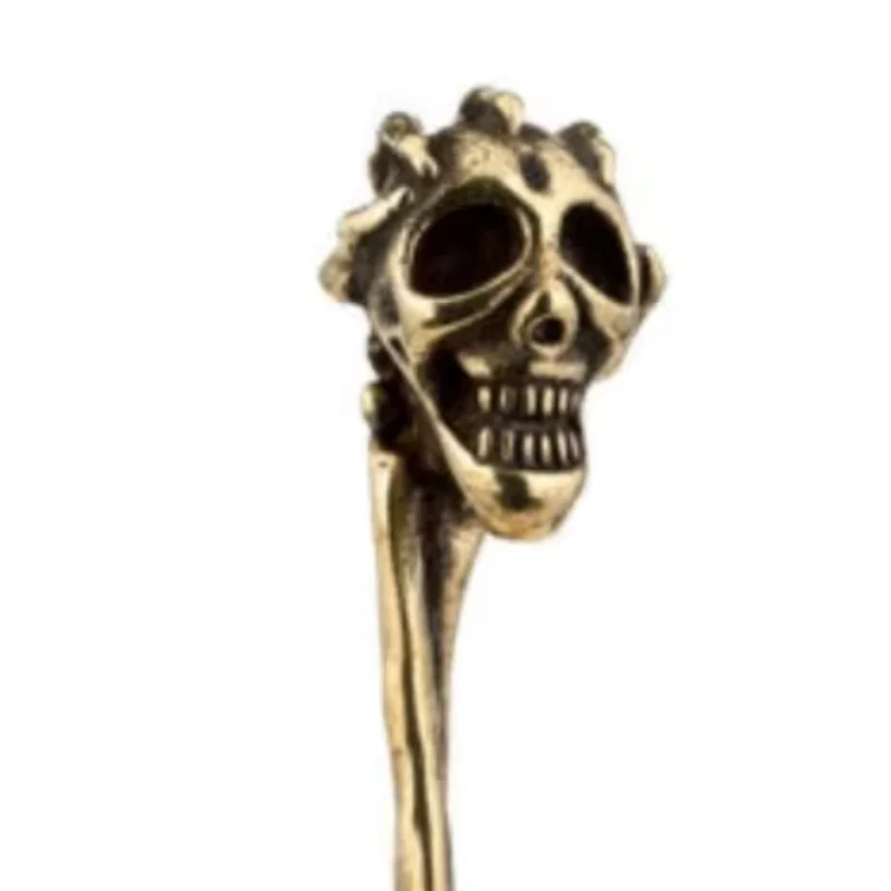 Brass Metal Creative Tobacco Pipe Tamper Tool Pipe Cleaning Tool Skull Statue