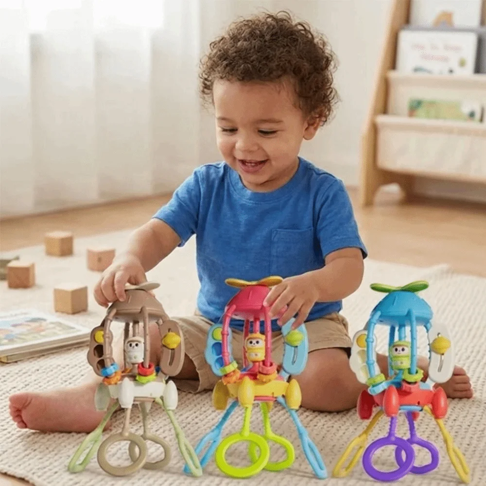 Cartoon Baby Sensory Montessori Toy Early Educational Finger Grasp Train Pull String Sensory Toy Develops Cognitive