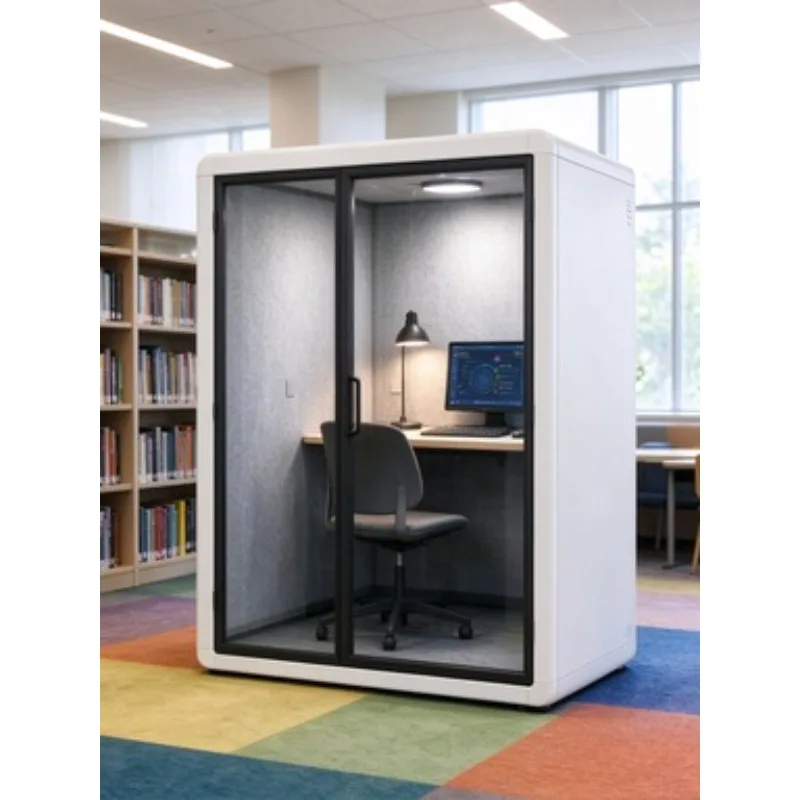 Tempered Glass Soundproof Office Pod Movable Acoustic Phone Booth for Recording Studio Silent Negotiation Conference