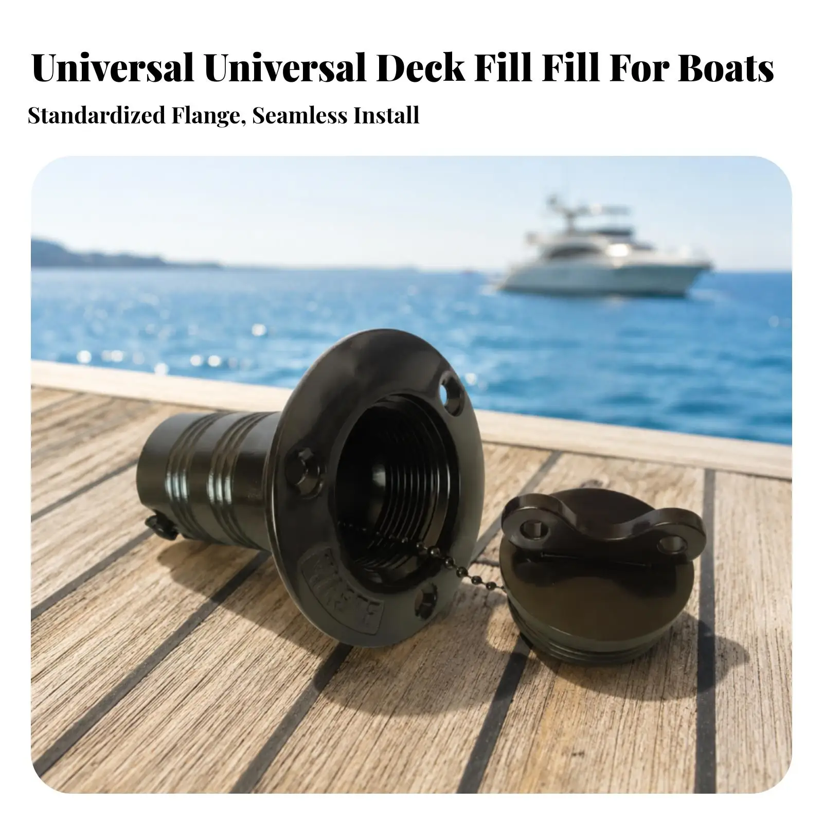RV Boat Fuel Tank Filler Neck 316 Stainless Steel Keyed Deck Fill with Secure Chain