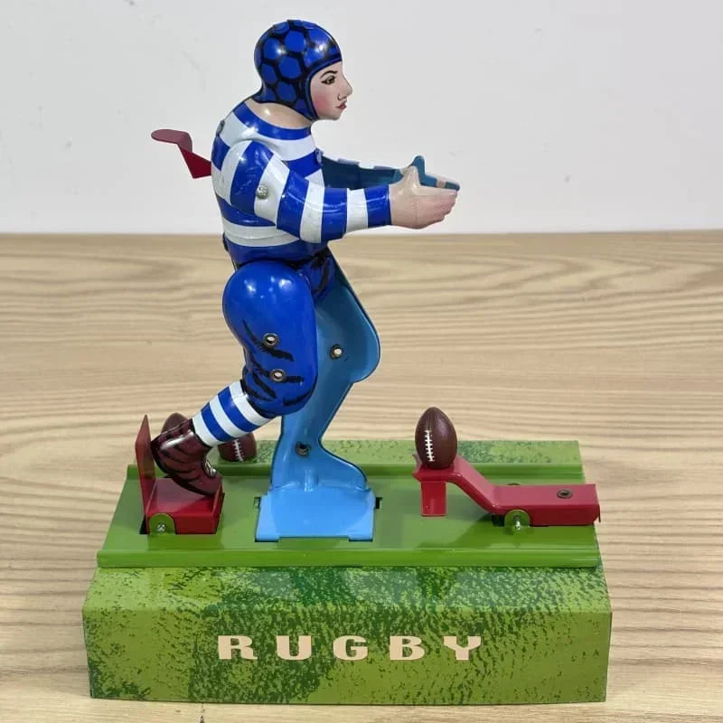 Colección para adultos, juguete de cuerda Retro, juguete de Metal de estaño para jugador de Rugby, modelo de fútbol, figura deportiva, mecanismo de relojería, juguete de cumpleaños vintage