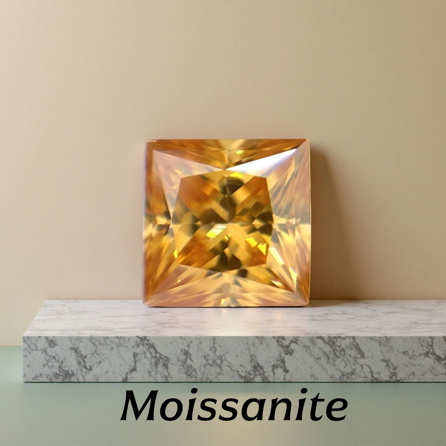 Princess cut Moissanite Gemstone 0.3~6 ct Pass diamonds Test VVS1 with GRA Certificate Champagne Loose Gems for inlay Jewelry