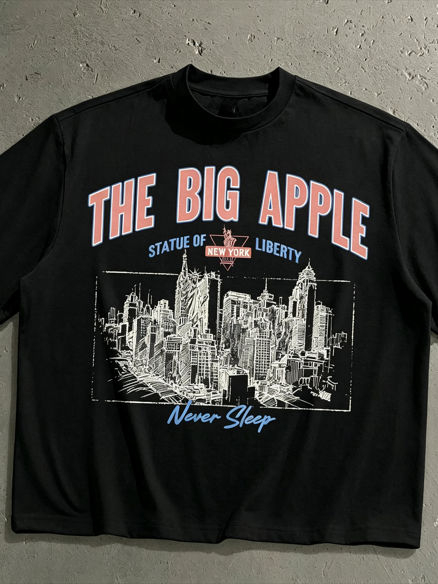 2026 New Parent‑Child Matching T‑Shirt The Big Apple New York City Sketch Skyline Front Print Oversized Cotton Short Sleeve Tops