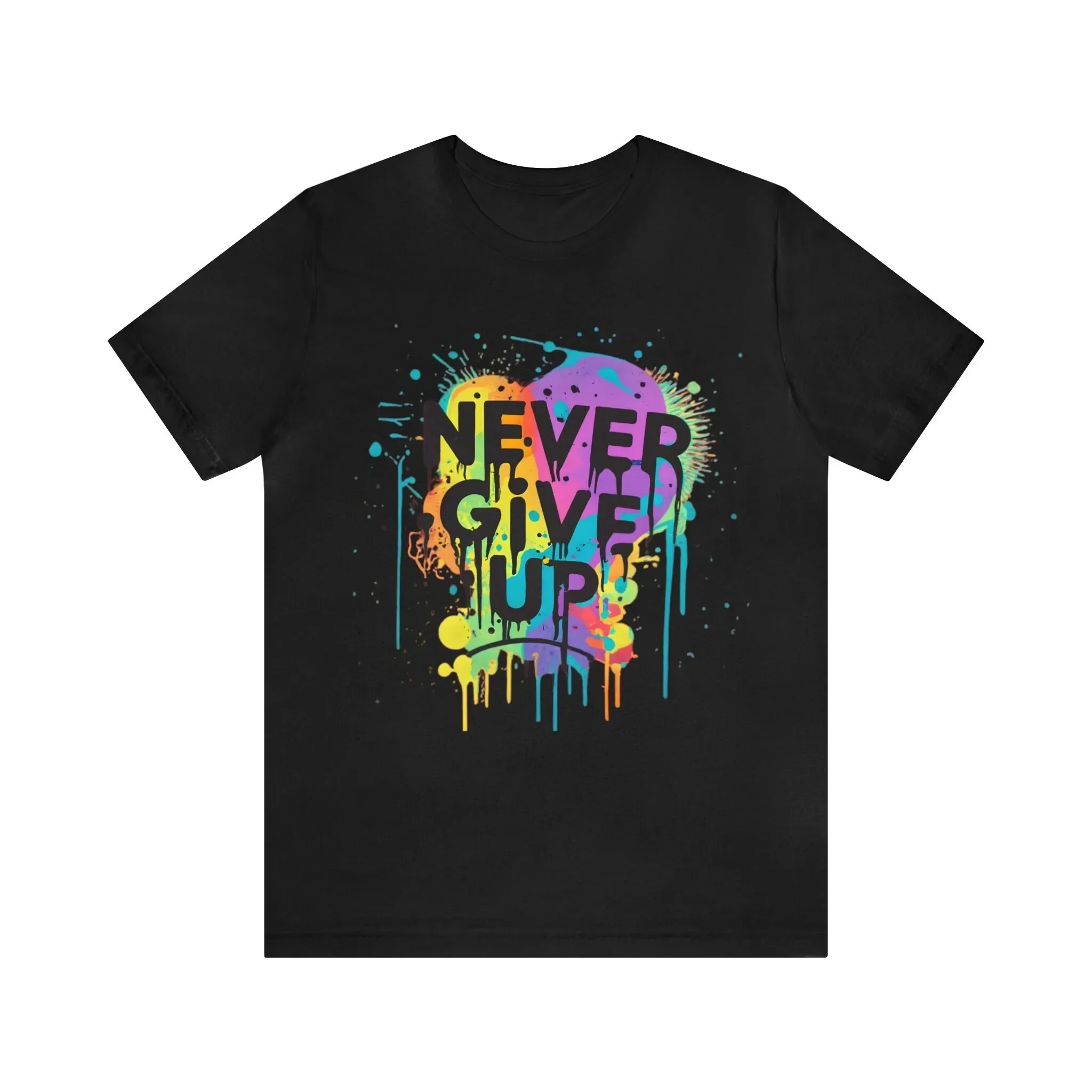 Never Give Up Inspirational T shirts Bella Canvas 3001 Jersey  Shirt for Skateboarders