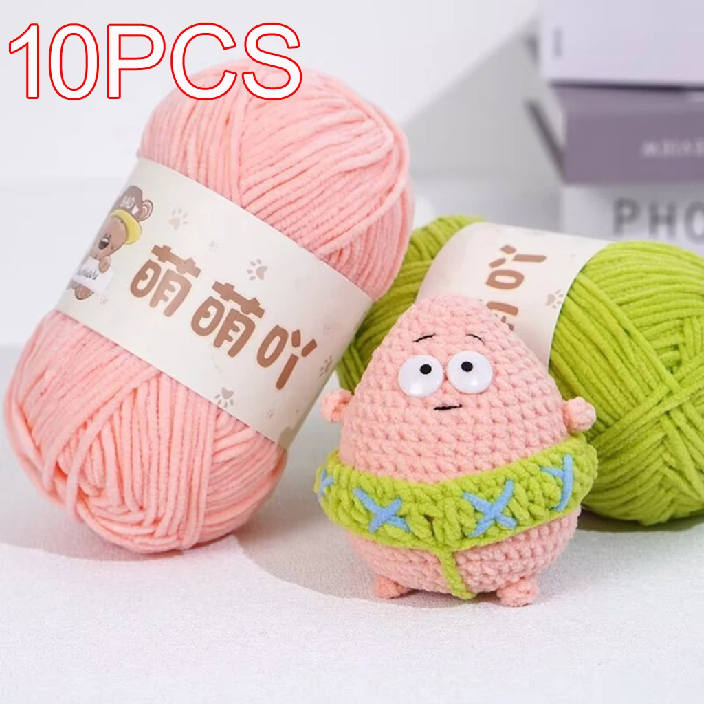 10 peças, totalizando 500g de fio chenille para tricô à mão, fio de veludo para crochê, linha para tricô de suéter, cachecol, gorro, fio para crochê, bolsa, amigurumi.