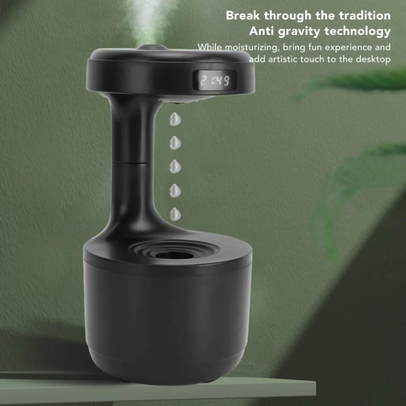 Anti Gravity Humidifier Water Drop Humidifier Quiet Operation Fine Misting Leakage Proof USB Powered Mist Humidifiers Black
