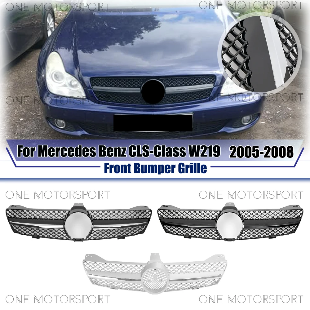

For Mercedes Benz CLS-Class W219 2005-2008 CLS500 CLS550 Glossy Black Racing Grille Bumper Grille A - Style Front Bumper Grille