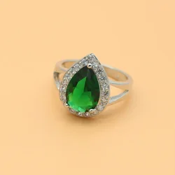 Luxury Green Emerald Silver 925 Rings for Women CZ Crystal Finger Ring Engagement Wedding Jewelry Hot Sale Valentine's Day Gift