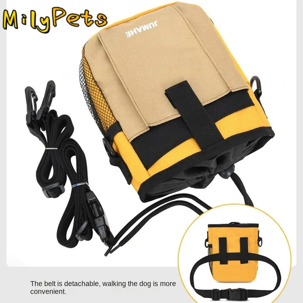 Bolso de hombro para entrenamiento de mascotas de gran capacidad, almacenamiento de alimentación portátil, bolsillo para aperitivos para perros, bolsa para golosinas con correa, bolsa para excrementos de mascotas