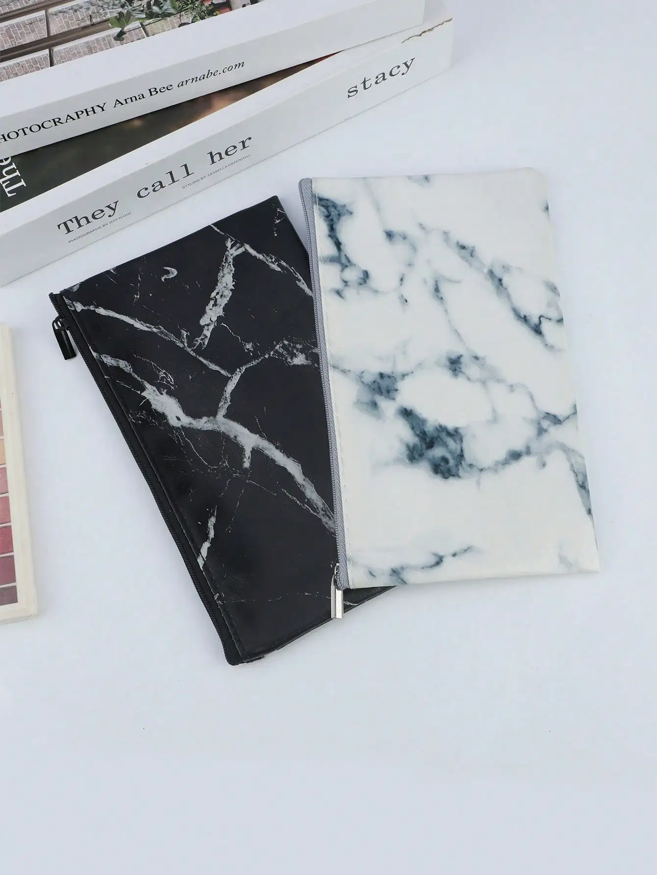 1 Pcs Marble Pattern PU Makeup Bag Waterproof Zipper Cosmetic Pouch Portable Travel Toiletry Storage Organizer Handbag