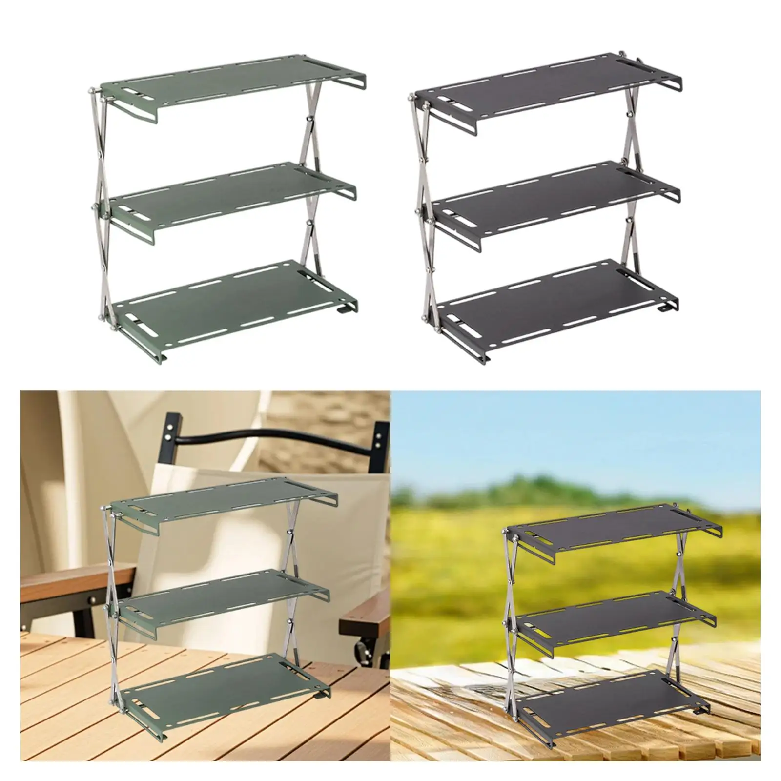 أرفف تخزين قابلة للطي، رف عرض متعدد الطبقات للمنزل الداخلي والخارجي