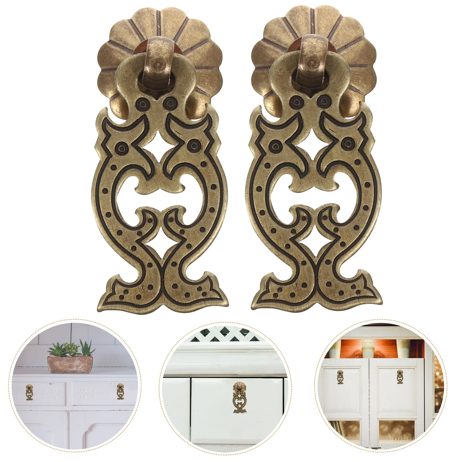 

2Pcs Chinese Style Copper Pull Handle Durable Cabinet Drawer Knob for Dresser Wardrobe Cupboard Furniture Metal Pull