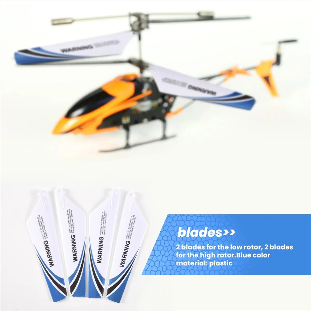 Y274A- 4pcs spare blades for helicopter rotor rc S107, Blue