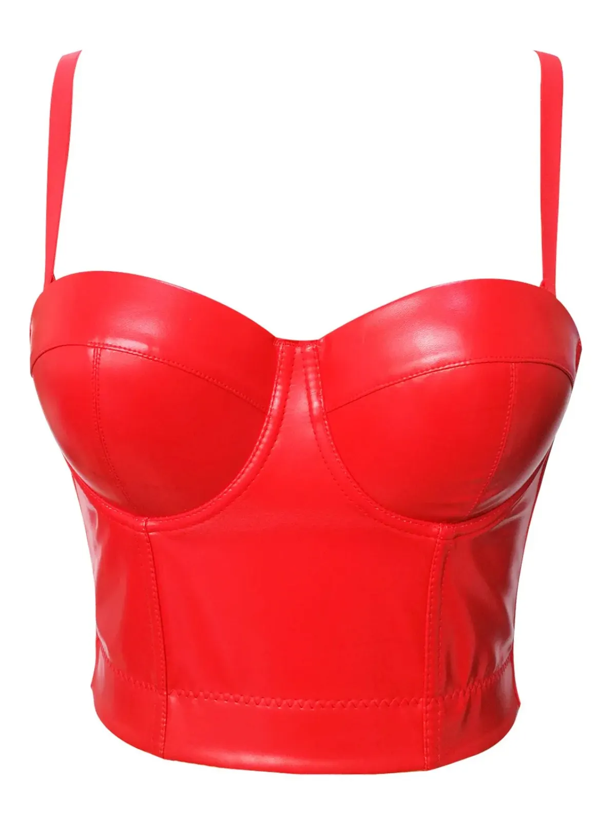 Stsss sexy espartilho de couro do plutônio moda feminina sólida verão push up bustier sutiã espinha de peixe magro ajuste clube festa colheita camis topos