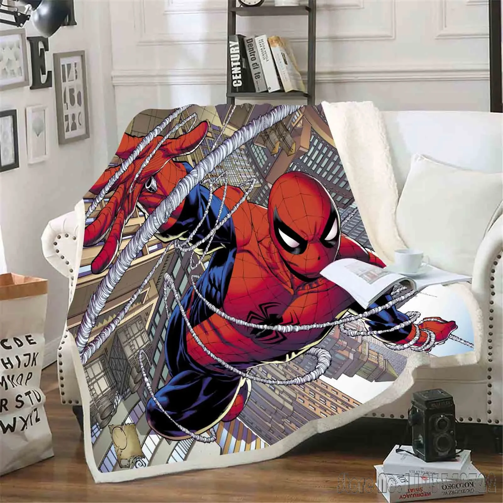 Mantas de dibujos animados esponjosas y ponderadas de Spider-Man, tamaño King de ensueño para niño, estampado de lujo de grado A para invierno y lanzar niños