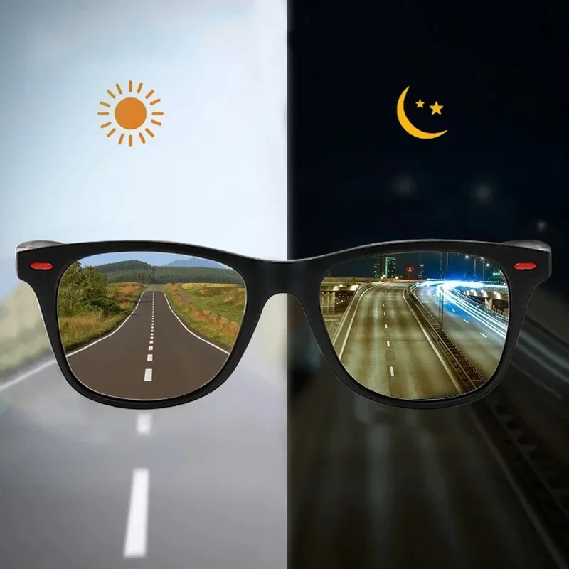 Gafas de sol con protección UV para hombre, lentes polarizadas con montura de PC, ideales para deportes al aire libre, para Conductor de día y noche