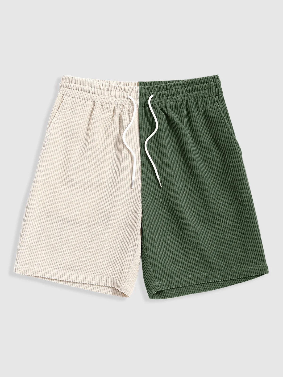 ZAFUL Two Tone Color Drawstring Corduroy Shorts