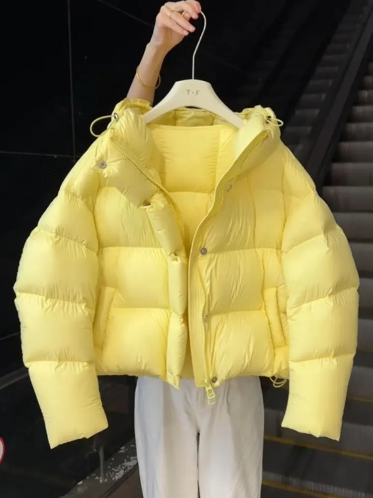 

Sli Korean Yellow ort Thiened Warm Cotton Jaet Winter Quilted Outerwear Women's Faion Commute Straight Cut Zipper