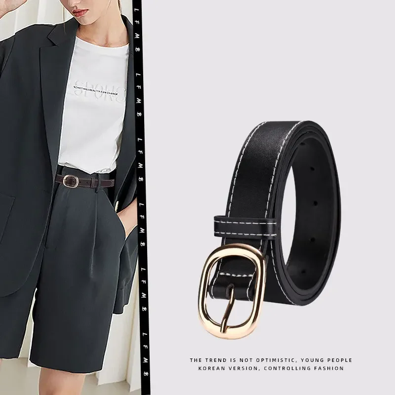 

Hong Kong Style Minimalist Women's Belt, Casual And Versatile New Jeans With Black Fashionable Korean Decorative Belt For Women