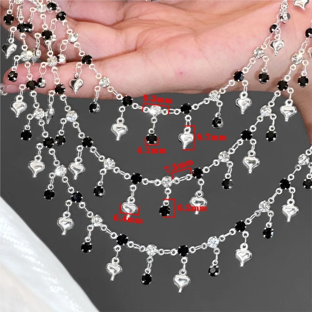 0.5M 1M  Crystal Rhinestone Chain for Jewelry Making Brass Jewelry Chains Bulk Dangle Heart Charm Link Necklace Bracelet DIY