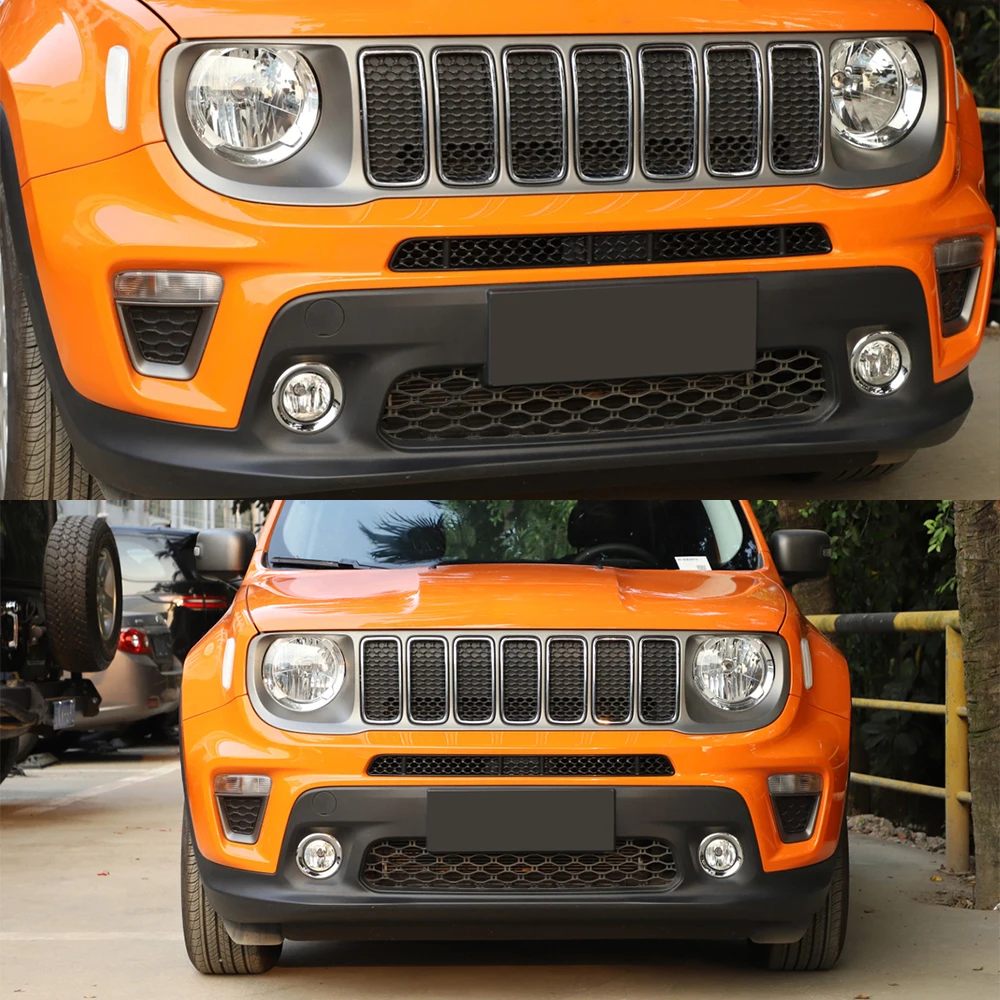 Car Exterior Front Grille Insect Net Mesh Decorative Trim Cover Decals for Jeep Renegade 2019 2020 2021 2022 2023 Accessories