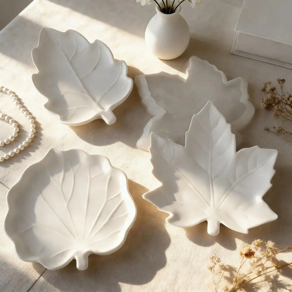 DIY Gypsum Form Leaf Coaster Silicone Mold Geometric Leaves Mould Handmade Storage Tray Desktop Decor Molds