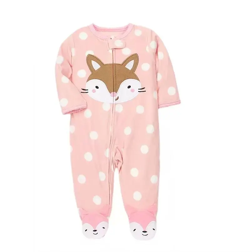 Baby Girl Rompers Clothes Autumn Spring Zipper Fleece Warm Newborn Infants Pajamas Outfit Animal Jumpsuit Clothing 0 -12 M