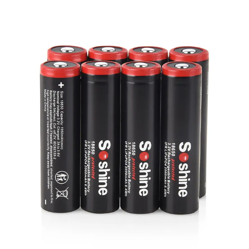 Soshine 18650 3.2V LiFePO4 Battery with Protected 2000mAh Rechargeable Battery for Power Bank Flashlight Camping Light Mouse