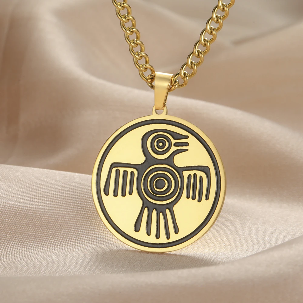 Dawapara aztekischen Geist Vogel Symbol Halskette Maya Kultur Kraft Stärke und Mut Amulett Anhänger Edelstahl Schmuck – Detail 9