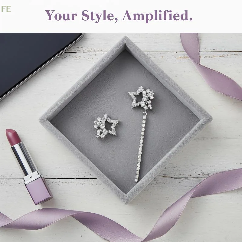 [F] 1Pair Fashion Bling Rhinestone Star Earphone Clips Wireless Earbuds Clip Decoration Removable Earbud Jewelry Accessories