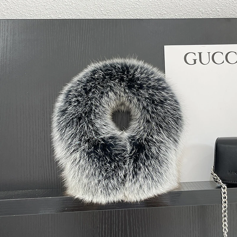 Winter Natural Real Fox Fur Earmuffs Plush Warm Decorate Women Cute Solid Ear Warmer Headphones Neck Warm Bib Scarf
