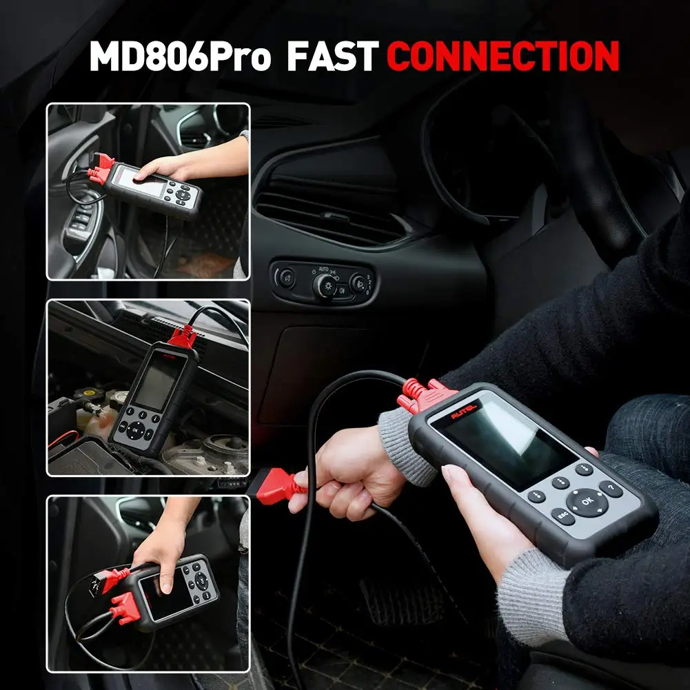 Autel OBD2 Scanner 2024 MaxiDiag MD806 Pro Code Reader Full System Scan Tool Car Diagnostics Oil BMS SAS DPF EPB Free Upgrade