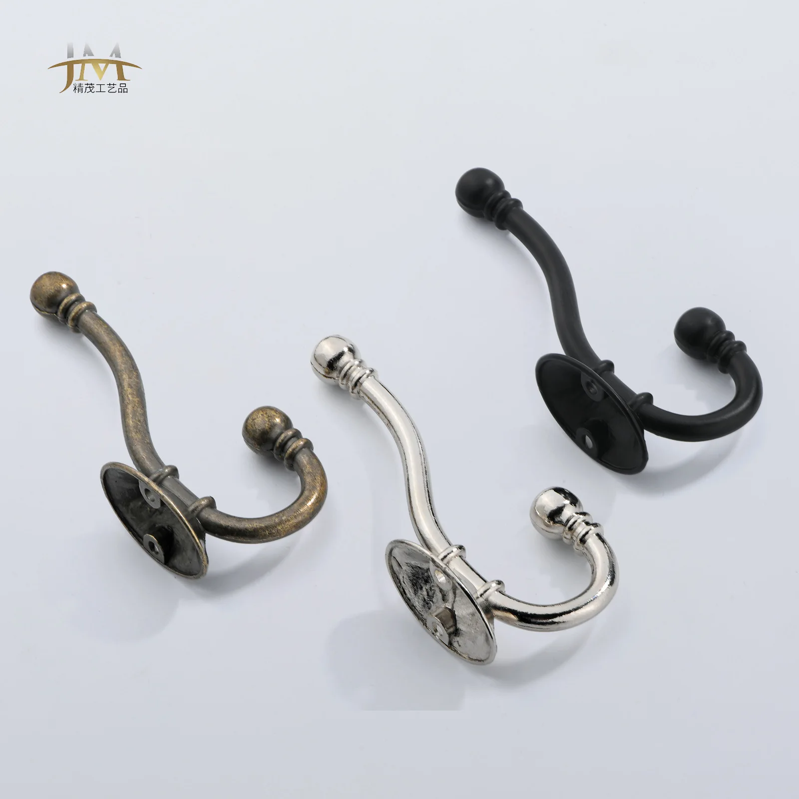 Hardware wooden cabinet door black clothes hook, European antique hats rear wall rack single hook