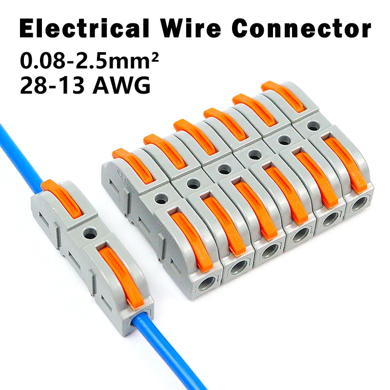 10 PCS Fast Wiring Connectors Universal Compact Lever Crimp Splitter Electrical Conductors Push-in Home Terminal Block